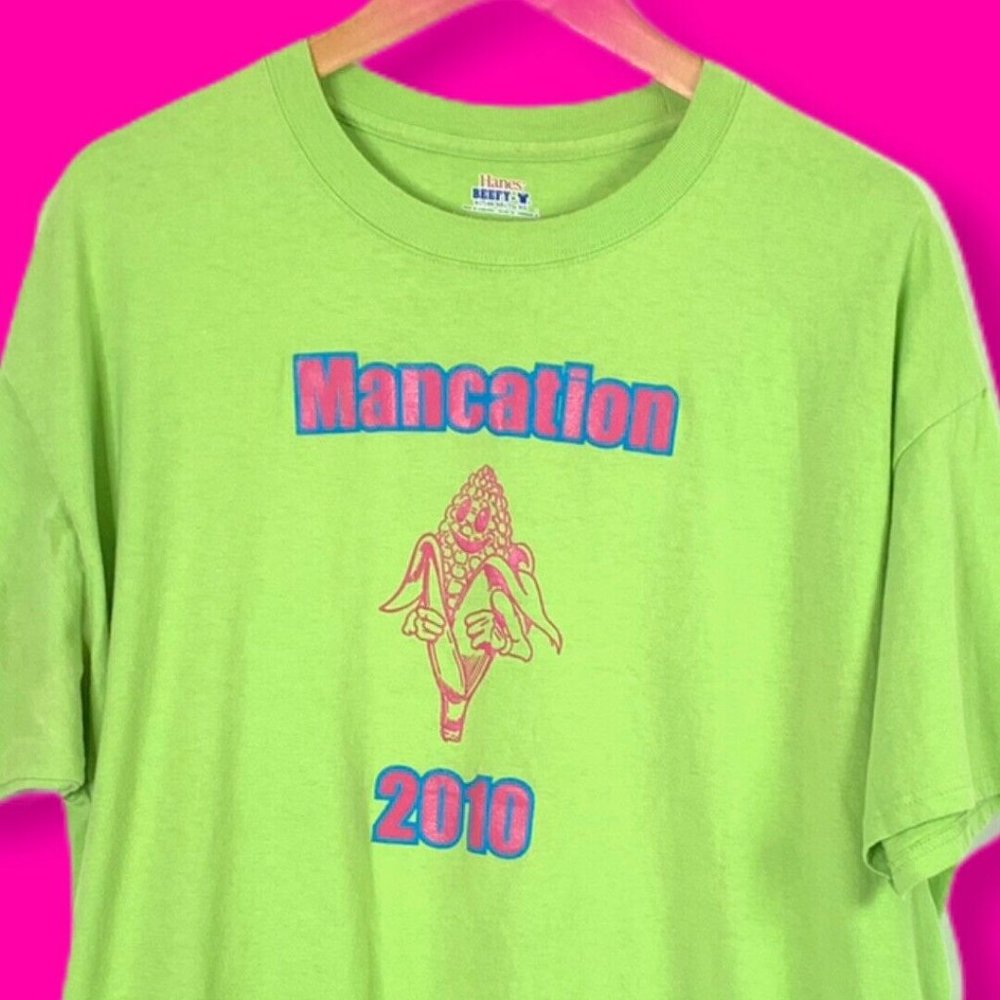 Mancation 2010 Cornhole Mens Graphic T-Shirt Neon